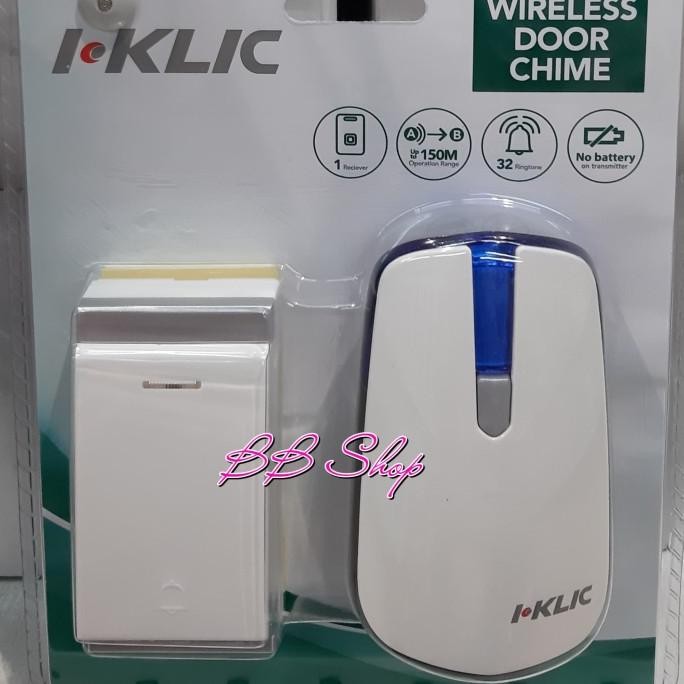 I Klic Bel Nirkabel Kinetik 1 Receiver Wireless Door Bell Pintu Rumah