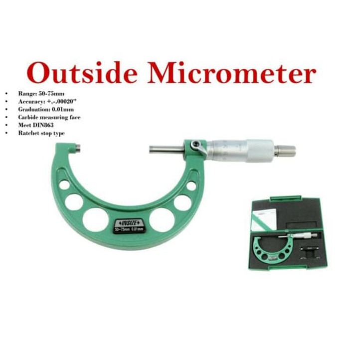 

newgan!! outiside micrometer 50-75MM INSIZE 3203-75A ukur ketebalan micrometer