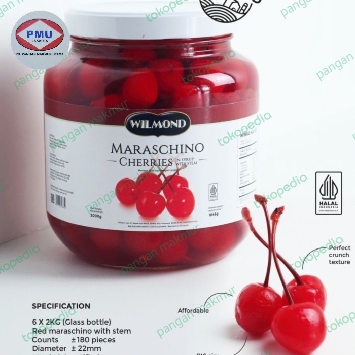 

Red Cherry Maraschino Wilmond - Ceri Merah Tangkai Wilmond 2 Kg Terbaik