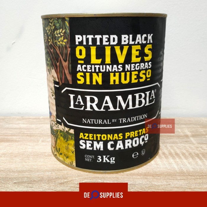 

La Rambla Pitted Black Olives 3Kg - Buah Zaitun Olive Hitam Spain Promo