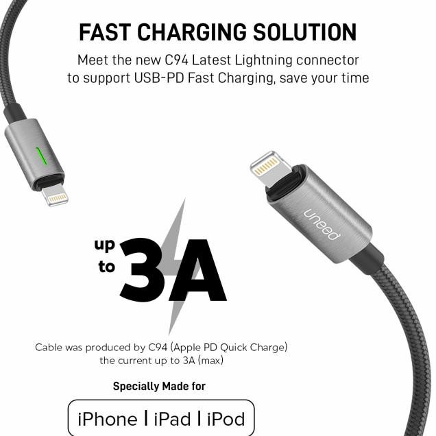 Uneed Kabel Data Auto Disconnect Type C To Lightning - Ucb45Ci