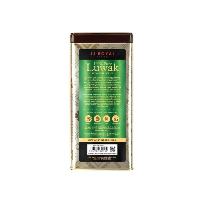 

Bundling Duo Jj Royal Coffee 100% Pure Luwak Signature Ground Tin100Gr