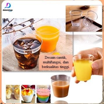 Gelas Plastik Bening Transparant Unik Sloki Mini Seperti Kaca Untuk Minuman Jus Dessert Cup