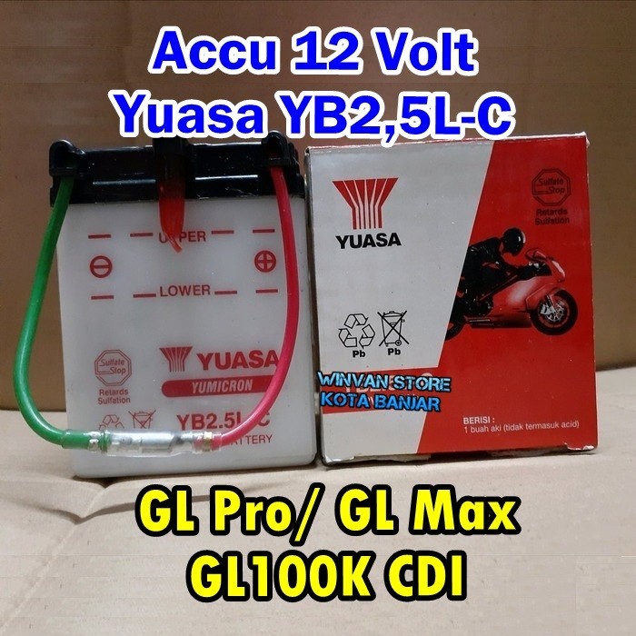 AKI ACCU YUASA YB2.5L-C GL Pro GL Max GL100 CDI GL SERIES NSR 12 volt