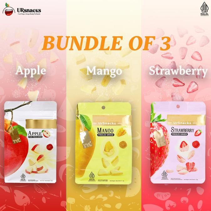 

[PAYDAY SALE] URSNACKS BUNDLE 3 GET 1 FREE APPLE (Manggo + Strawberry + 2 Apple) Freeze Dried Fruit Keripik Buah Kering Sehat