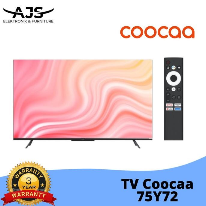 TERBARU - COOCAA 75Y72 Led Tv 75 inch Digital Smart Google Dolby 4K UHD TV