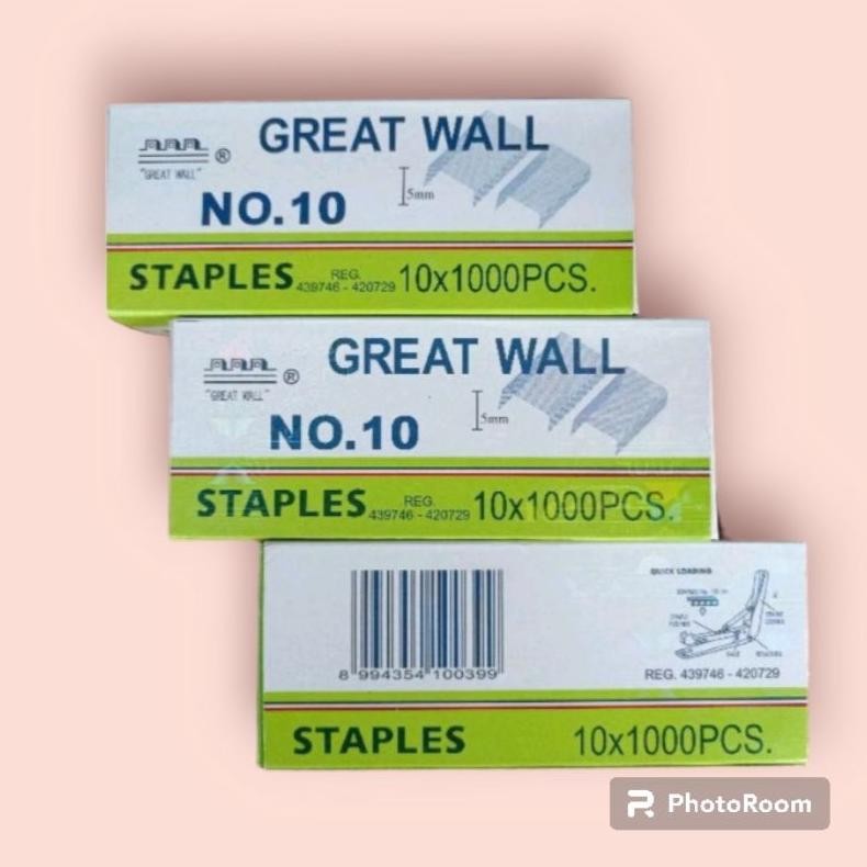 

Terlaris Isi Staples Kecil Great Wall (Nomer 10) 10X1000 Pcs Untuk Stapler Hd-10 Terlaris