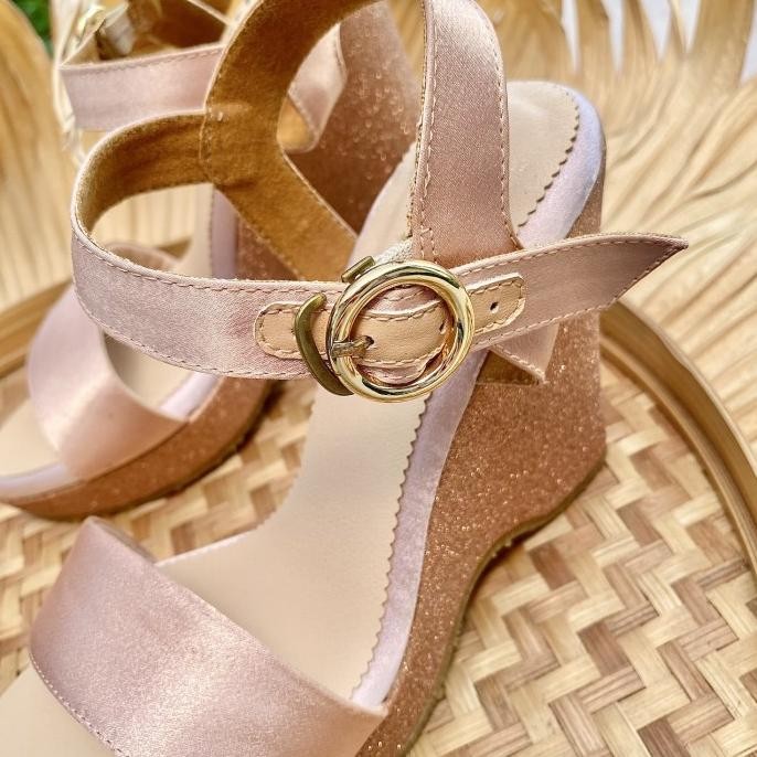 Blush Pink Wedges Sandal Sepatu Kasual Wanita Heels 9cm AVEDA GA4484 L19A
