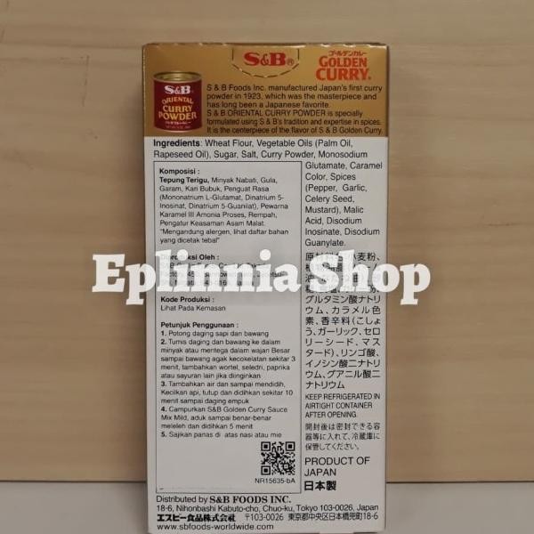 

S&B Golden Curry Sauce X Ld 92 Gr - Saus Kari