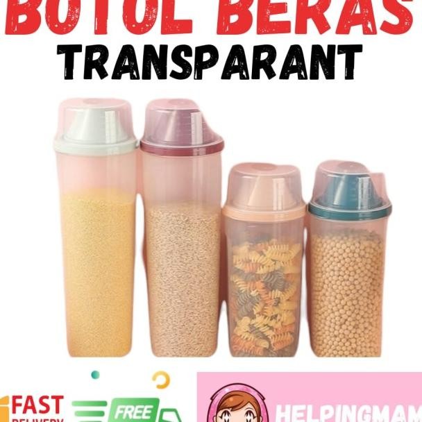 

Toples Botol Beras Kotak Wadah Sereal Pasta Kacang Makanan Style Korea