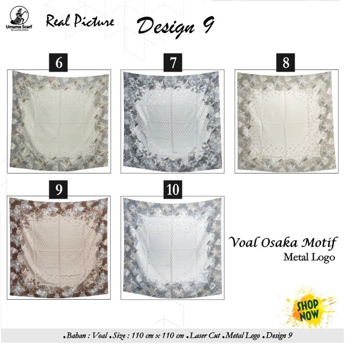 Jilbab Segi Empat Voal Osaka Metal Logo Laser Cut Design 9 By Umama