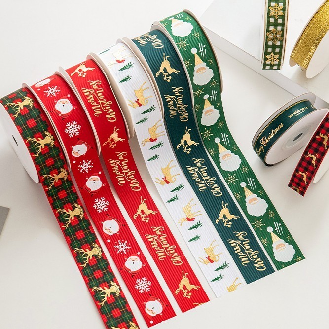 

(Harga Per Roll) Pita Grossgrain Natal Pita Xmas Pita Merry Christmas