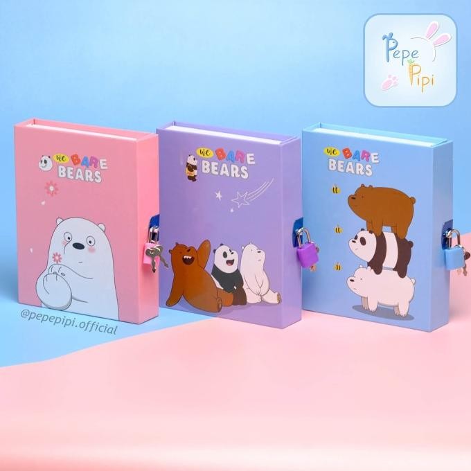 Sale Buku Diary Wbb We Bare Bear Note Book Dengan Kunci Gembok Tebal
