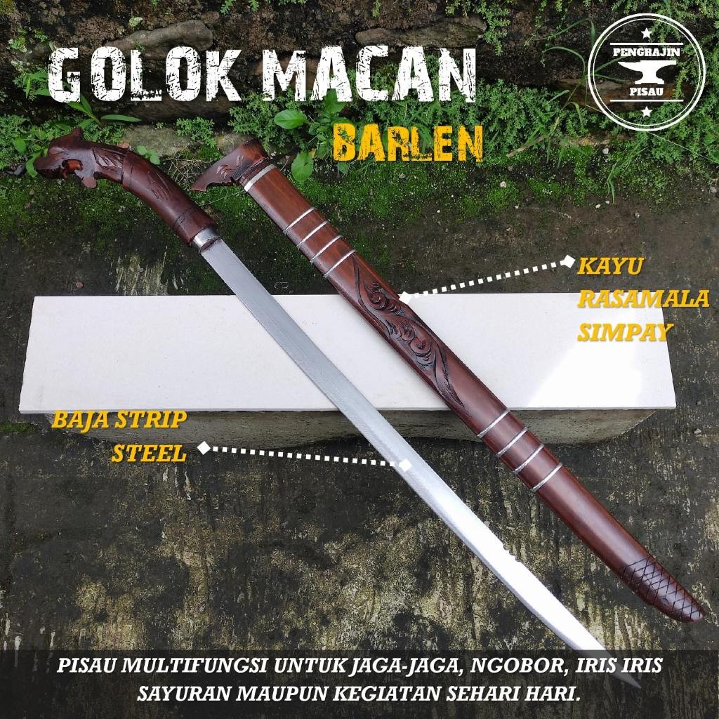 Pisau Serbaguna Panjang Kayu Rasamala Ukir