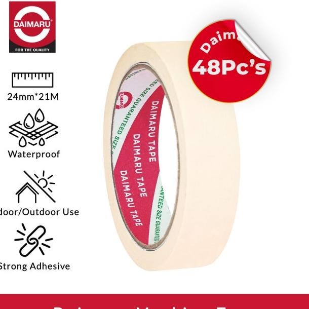 

[Paket 48 Pcs] Daimaru Masking Tape Lakban Kertas Cream 24Mm X 21Meter