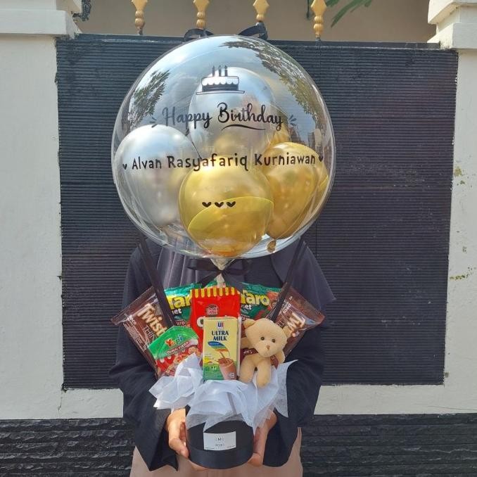 BUCKET BALON/BALON UCAPAN/BOUQUET SNACK KODE 012 - MIKI FLORIST STOK TERBATAS