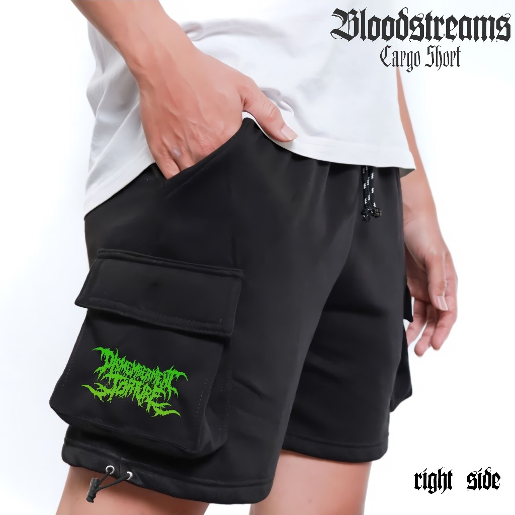 Celana Pendek Cargo Dismemberment Torture Pria dan Wanita Katun Fleece | Bloodstreams Clothing