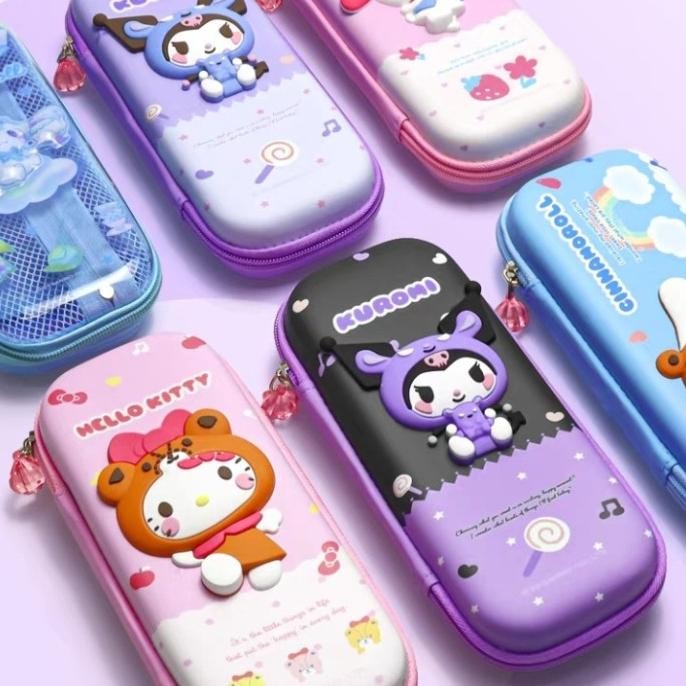 

TERLARIS - Kotak Pensil 3D Sanrio ORI / Tempat Pensil Kuromi / Tepak Pensil Kitty