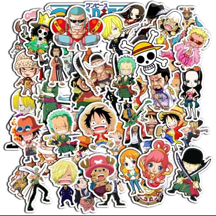 

sticker anime one piece luffy kartun waterproof koper helm 50pcs