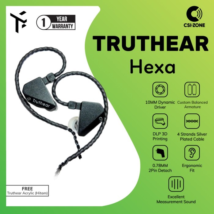 TruthEar Hexa 1DD + 3BA Hybrid Driver In Ear Monitor Earphone