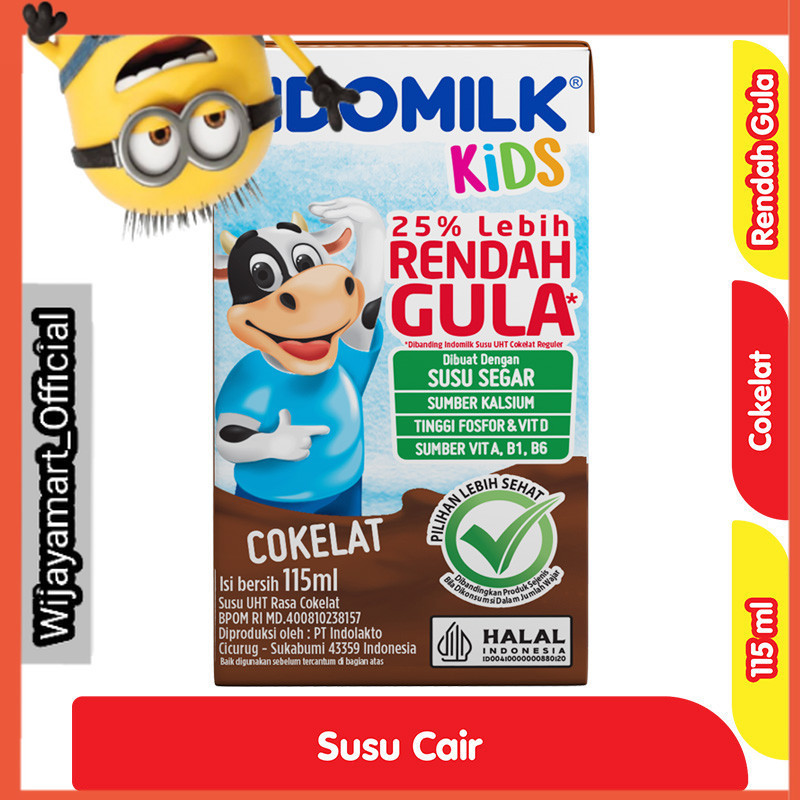 

Indomilk Kids Susu UHT Cokelat Rendah Gula Kotak 115 ml