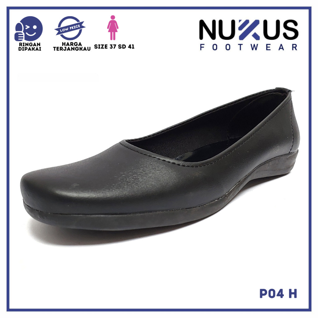 Pantofel Wanita Sepatu Pantofel Flat Hitam Wanita - P04