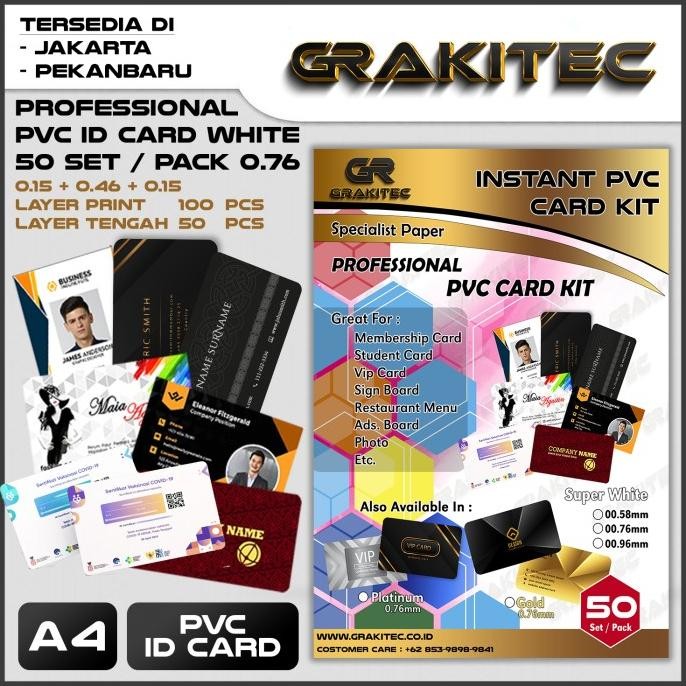 

NEW Kertas PVC ID Card 50 Set Grakitec Professional Super White 0.76mm