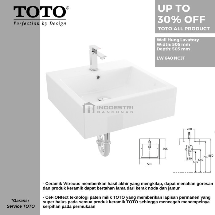 WASTAFEL TOTO LW 640 NCJT / WASTAFEL GANTUNG TOTO (BODY ONLY)