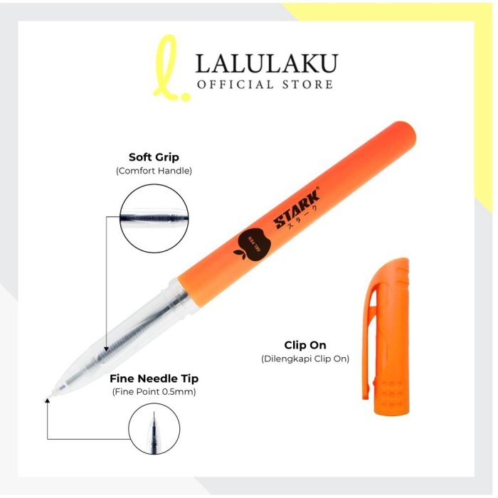 

Terbaru New Pen Apel Gel Stark 12 Pcs Pulpen Sekolah Kantor Tinta Hitam Pen 100% ori