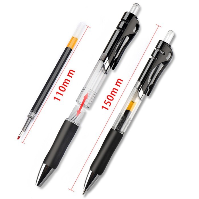 

Terbaru Retractable Ballpoint pen Set Black/red/blue ink for writing 0.5mm Gel Pen refills Office