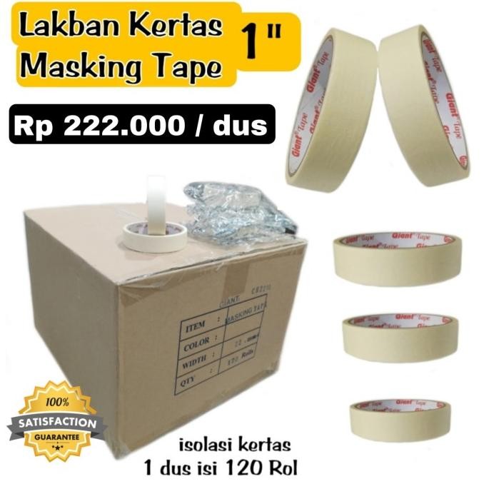 

BEBAS ONGKIR - Lakban kertas isolasi kertas 1" PER DUS isi 120 Rol