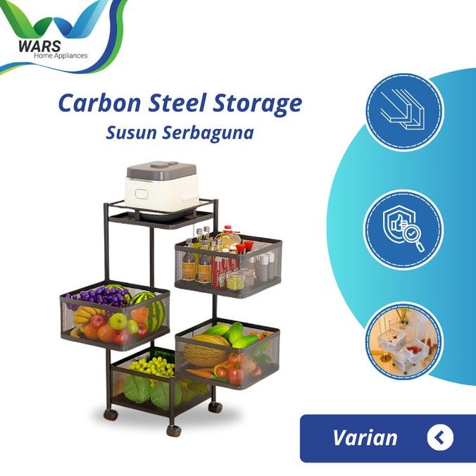 

TERBARU - Carbon Steel Storage WARS Rak Roda Troli Putar Tingkat Serbaguna