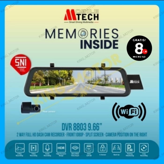 Terlaris Dvr Dashcam Spion Mobiletech Mtech Mm-8803 (9.66-Inch)