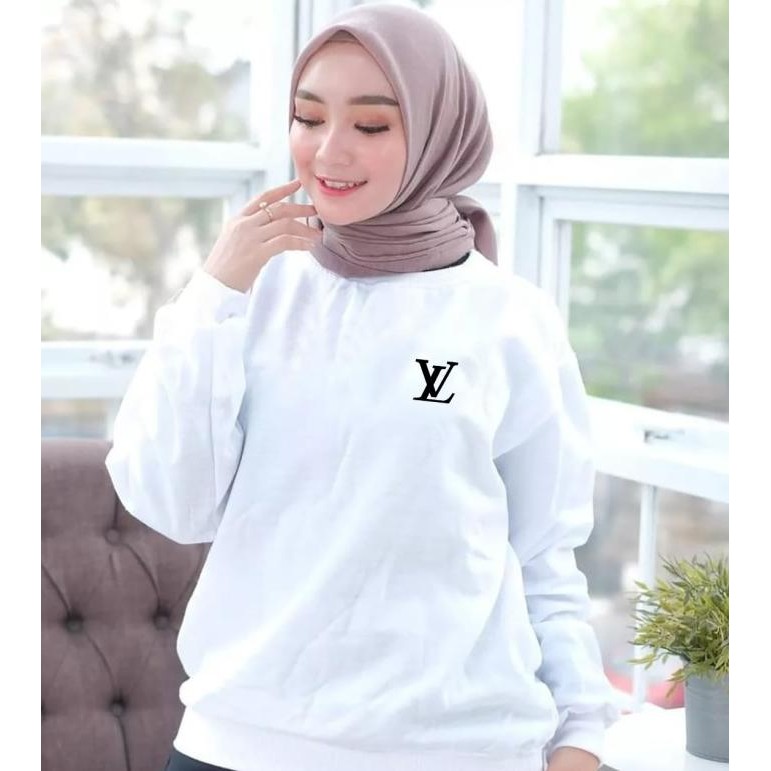 BAJU ATASAN WANITA TRENDY LV TERBARU-KAOS DISTRO LENGAN PANJANG KEREN
