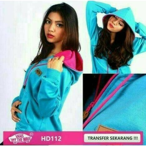 JAKET WANITA VANS BLUE TURKISE PINK (JAKET LUCU, JAKET TERBARU)