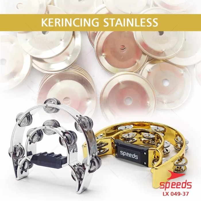 TAMBOURINE STAINLESS DOUBLE RING WARNA PERAK EMAS MEWAH ECREK TAMBORIN