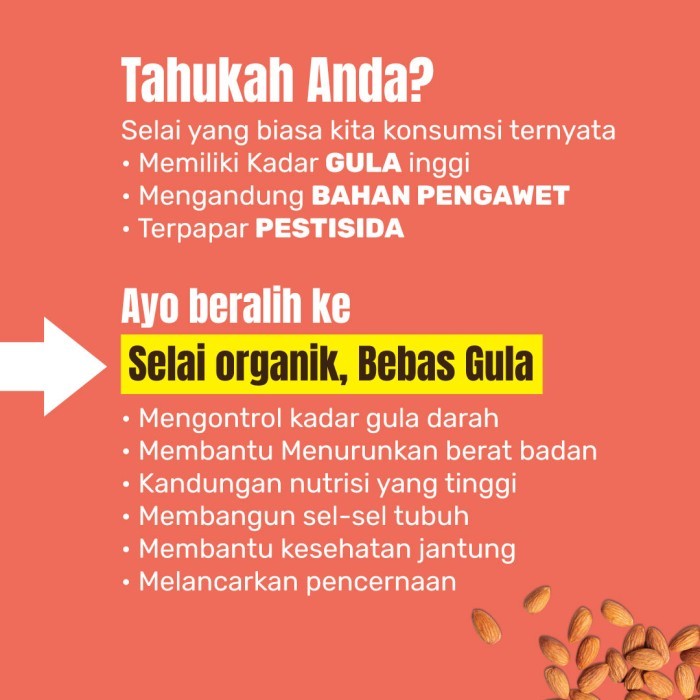 

Makanan Sehat Natural Bebas Gula Diet Diabetes Selai Almond U Roti Terbaik