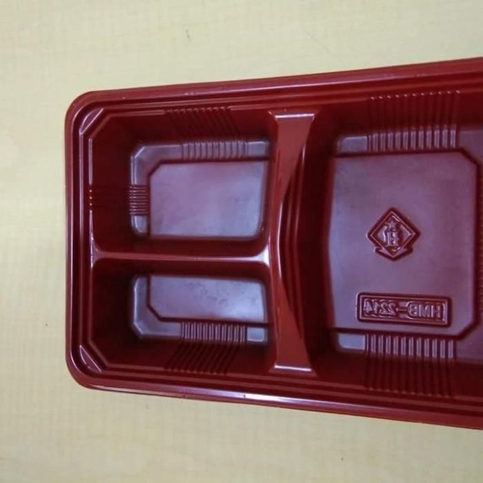 Mika Bento Sekat 3 Red Black + Tutup Merk Hayco