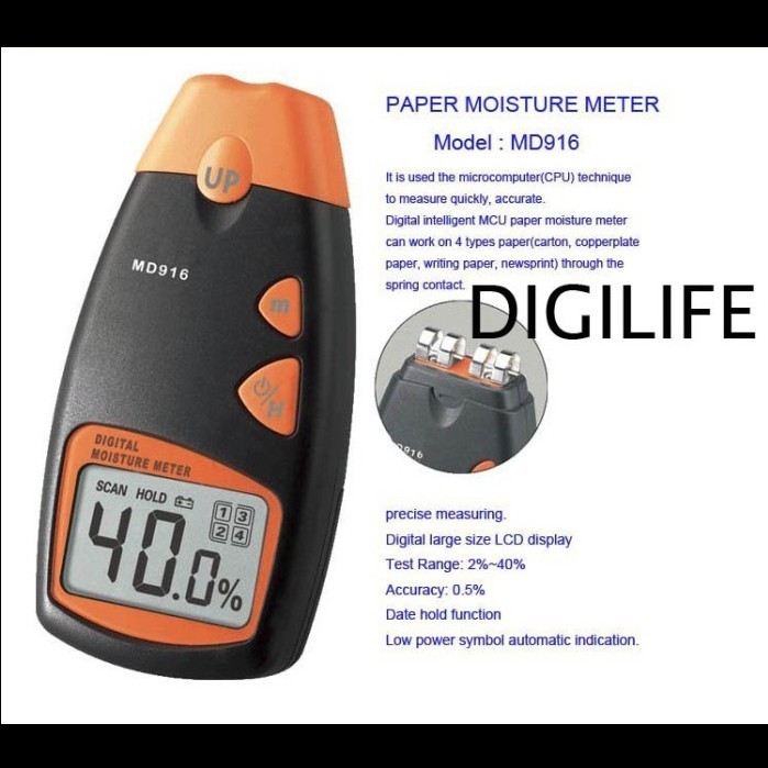 

Paper Moisture Meter MD916 Kertas Karton Kardus Tester MD-916 Carton