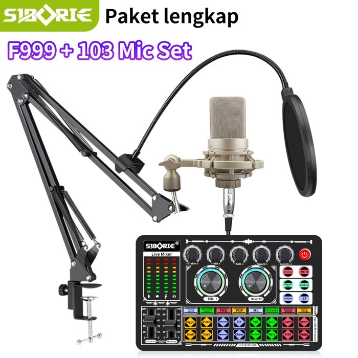 Termurah Siborie Paket Lengkap Soundcard F999+103 Mic Full Set