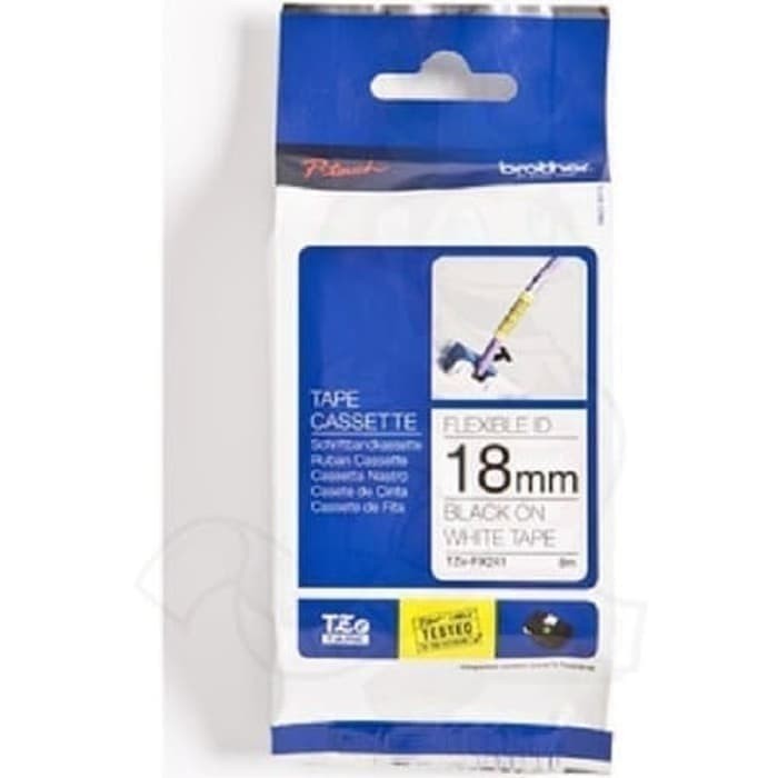 

Brother Label Tape Tze Fx241 Flexible 18Mm Black On White New