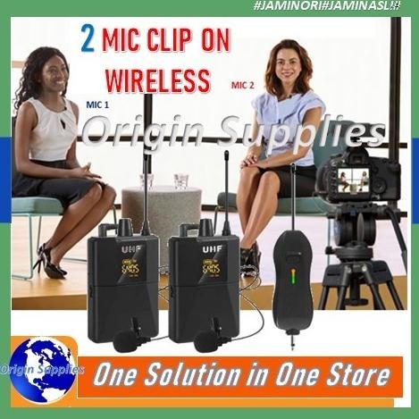 Microphone Mic DUAL Clip On Wireless UHF Zoom Live Vlogger HP DSLR