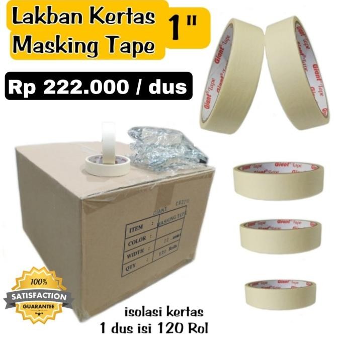 

BEBAS ONGKIR - Lakban kertas isolasi kertas 1" PER DUS isi 120 Rol