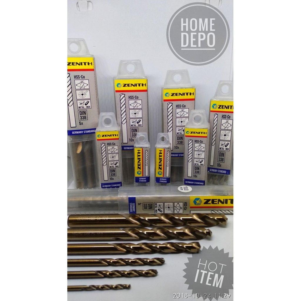 ZENITH drill bit uk.11mm HS-Co MATA BOR BESI TERBAIK 3X TAJAM DAN KUAT