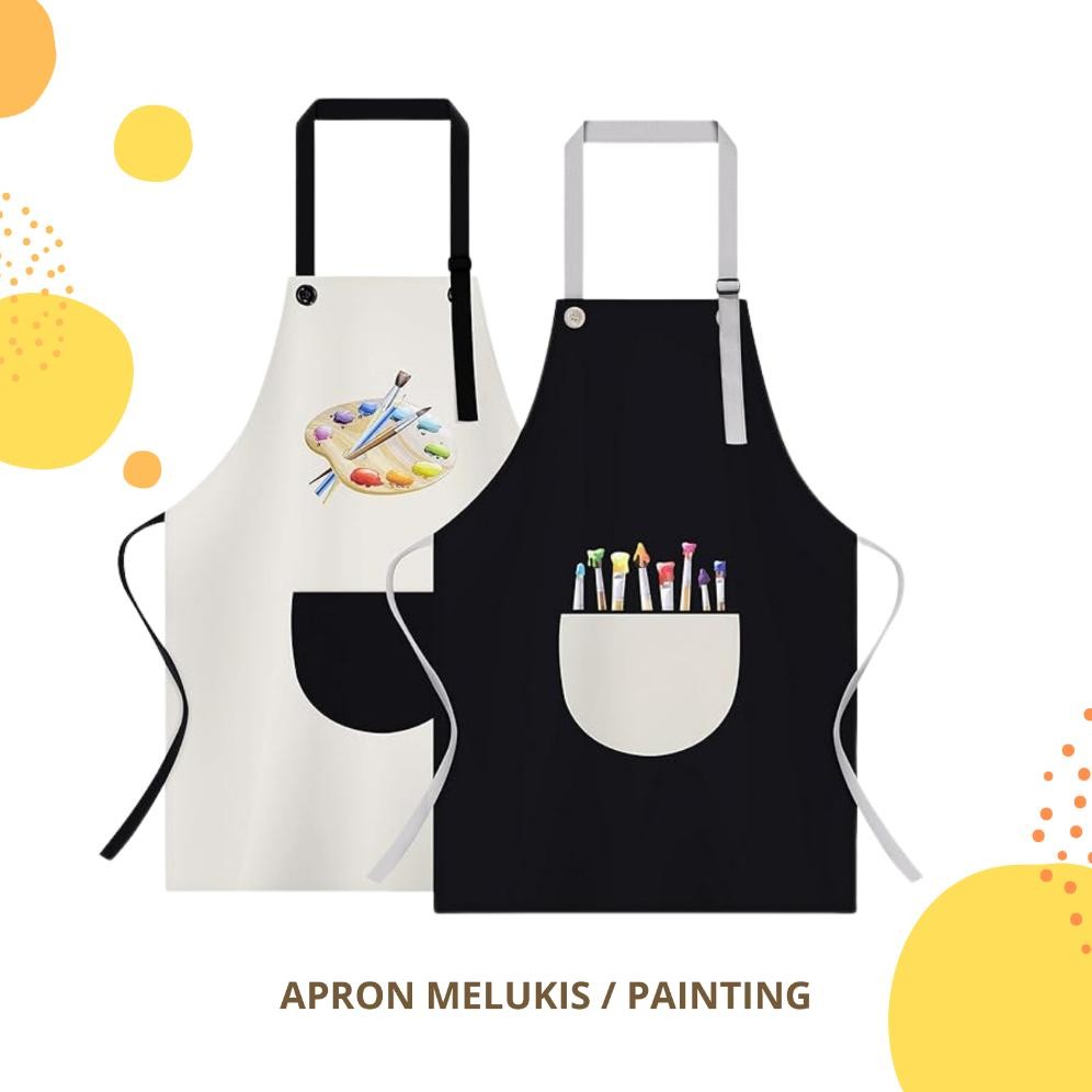 Apron / Celemek Baju Anak Tanpa Lengan Import Melukis Art Tali Anti Air Waterproof