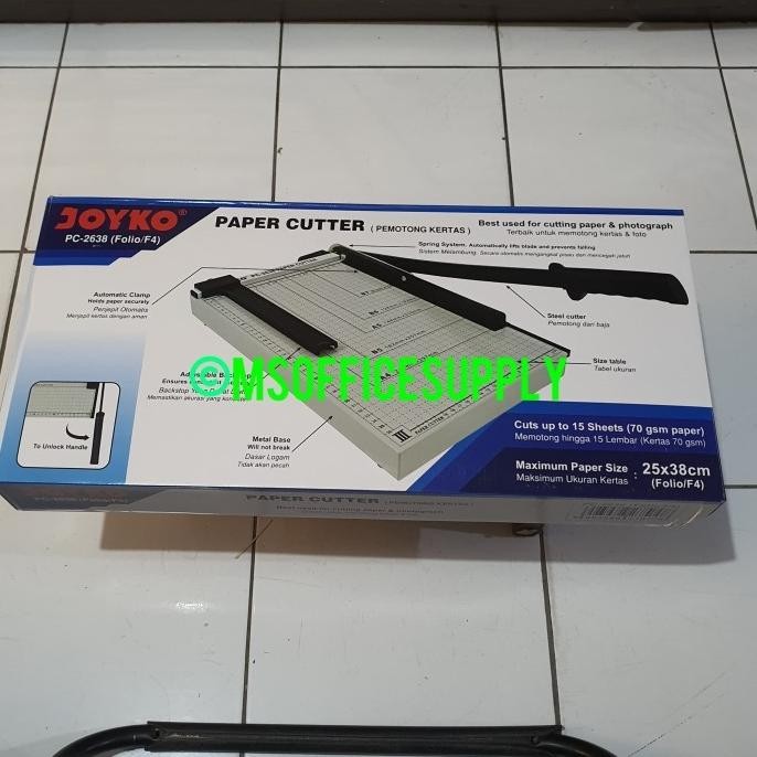 

Pemotong Kertas Paper Cutter F4 Folio Joyko Letter 25X38 Cm Pc 2638