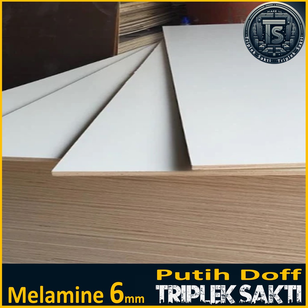 Triplek Melamin Putih Doff 1 Muka 6mm | Ukuran 60x100 cm, Tebal 6mm, PxL 100x60 cm