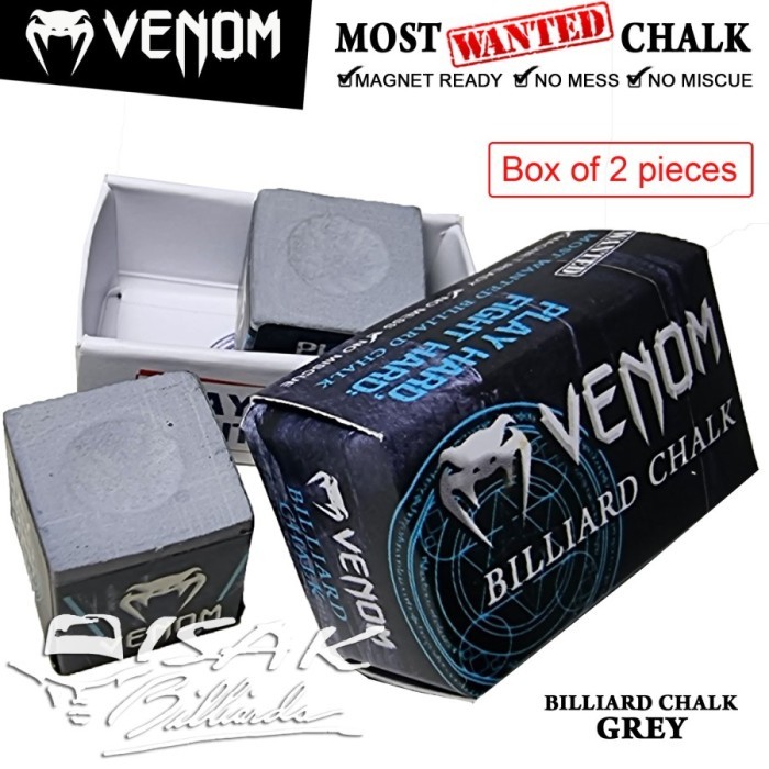 

Terlaris Venom Chalk Grey - box 2pc - Ready Billiard Chalks Kapur Biliar SALE