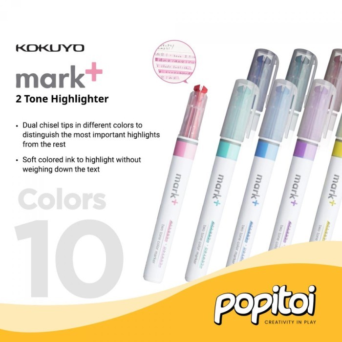 

Terlaris Kokuyo Mark+ TWO TONE Color Highlighter Marker Pen SALE