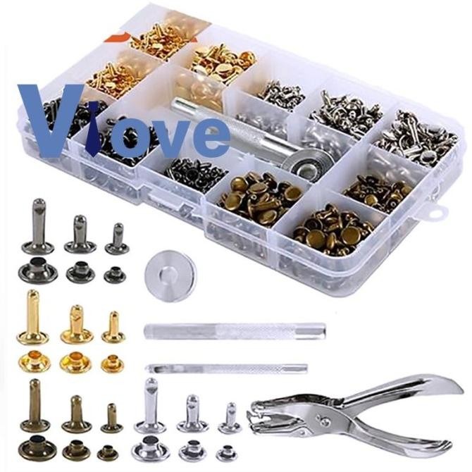 360 Set Kotak Paku Keling Paving  Alat Instalasi  Tang Untuk Kulit MS54